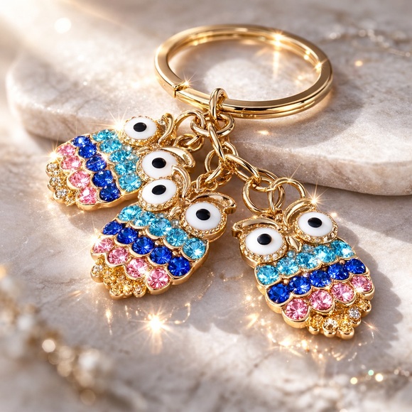 Accessories - Crystal Rhinestone Owl Keychain Bag Charm
